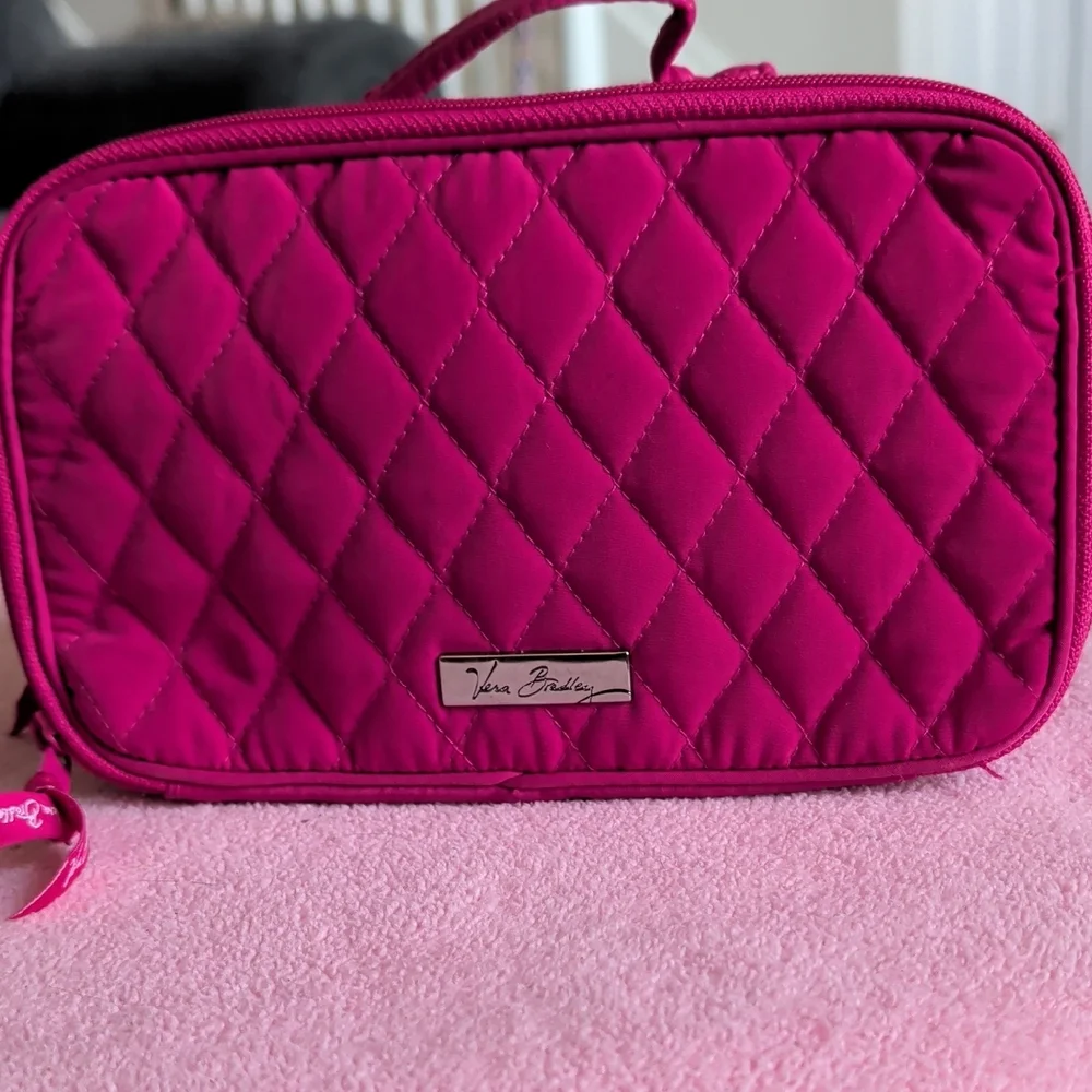 Vera Bradley Quilted Cosmetic Case in Vivid Pink